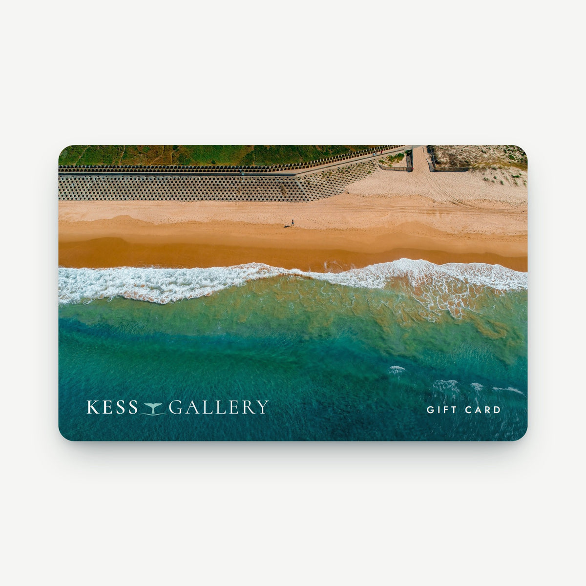 Kess Gallery gift card with an aerial photograph of North Cronulla Beach