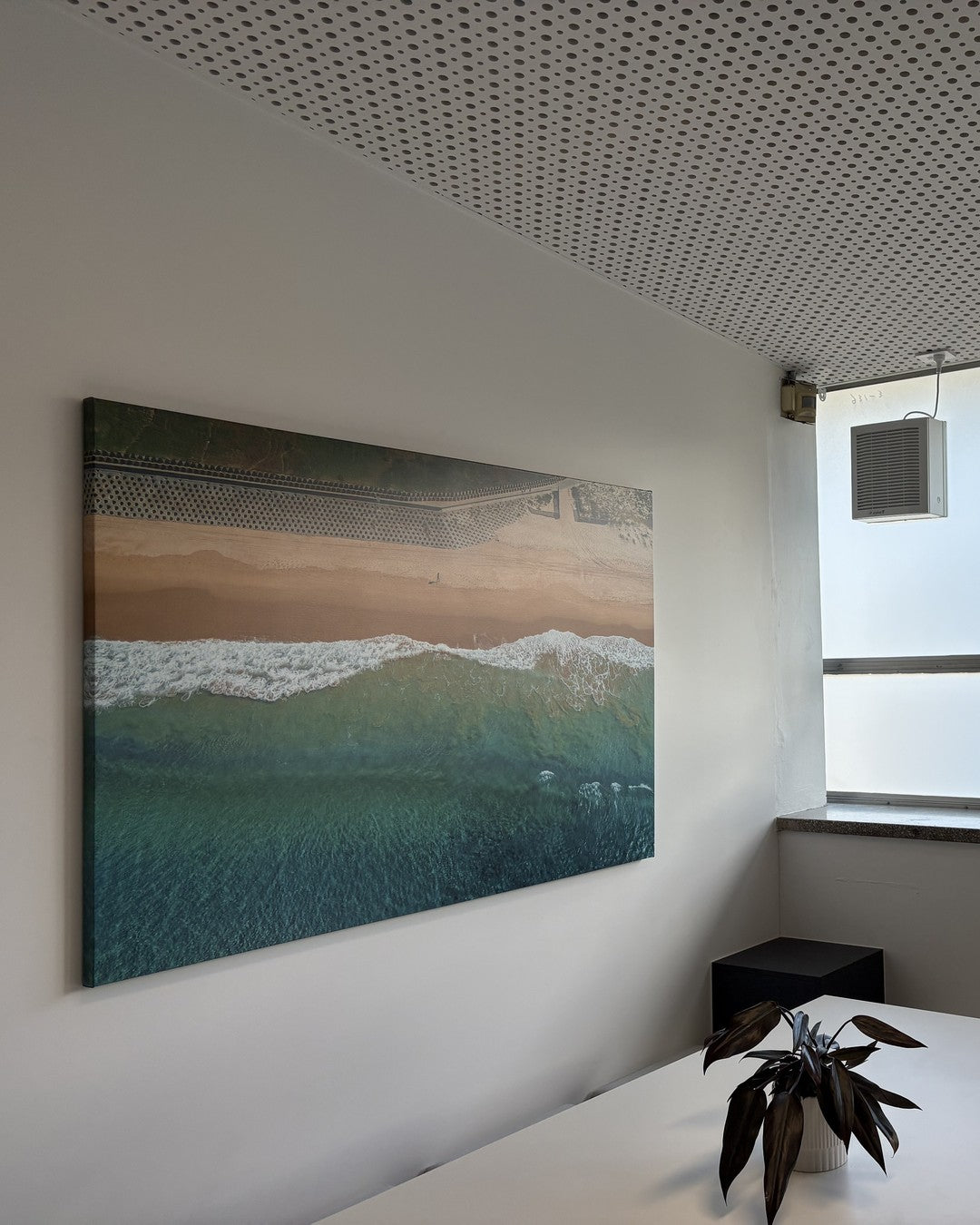 North Cronulla Wall canvas print hanging in a school's Performing Arts office
