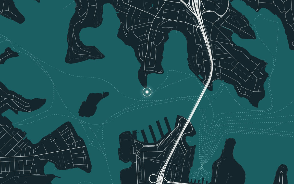 Map of Sydney Harbour, where Opera Red Glow was photographed