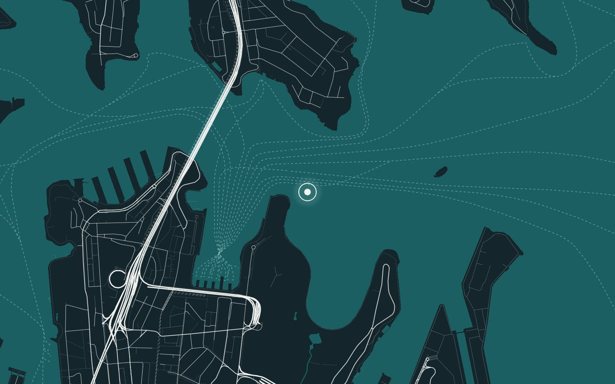 Map of Sydney Harbour, where Sydney Opera House from Above was photographed