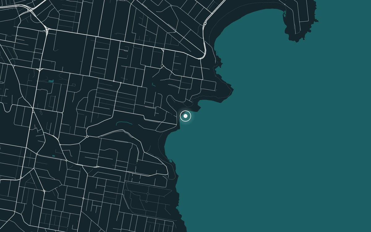 Map of Tamarama Beach, where Tama Blue was photographed