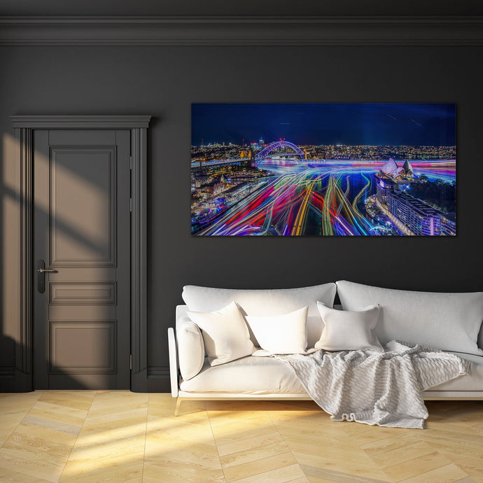 A Flurry of Ferries - Limited Edition Fine Art Acrylic Print of Sydney Harbour at Night - Kess Gallery